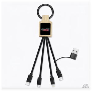 สายชาร์จเร็ว 5-in-1 USB-C PD พร้อมไฟ LED แสดงโลโก้ วัสดุทำจากฟางข้าวและไม้ เป็นมิตรต่อสิ่งแวดล้อม รองรับกระแสไฟ 3A สำหรับโทรศัพท์มือถือ เหมาะสำหรับเป็นของขวัญส่งเสริมการขาย - Product Image 5