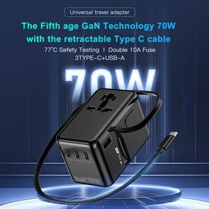 WFYEAR PD70W Universal Travel <strong>Adapter</strong> with <strong>USB</strong> Type-<strong>C</strong> for Mobile Phone Laptop Smart Watch Camera &amp; Earphone-Fast Charger - Product Image 3
