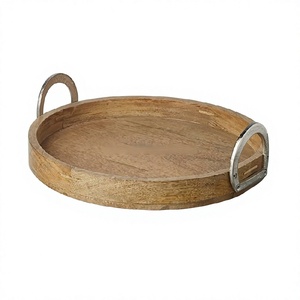 Plateau de service rond en bois de qualité supérieure, fait main, pour chocolats, plateau de service en bois classique et élégant - Product Image 1