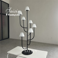 Nouveau support d'arbre noir pour table de mariage, décoration de mariage, centre de table candélabre avec abat-jour