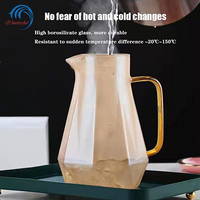 Pichet en verre ambré transparent de 1500ml avec couvercle et bec verseur Pichet à boissons Conteneur à jus Pichet à thé glacé à eau