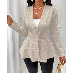 Nuevo Abrigo de Manga Larga para Mujer, Corte Entallado, con Botón Único y Textura Jacquard, a la Moda - Product Image 5