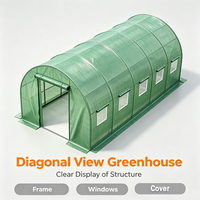 Serre de jardin en polytunnel d'extérieur avec porte zippée et aérations en maille, abri de culture facile à assembler pour le jardinage à domicile