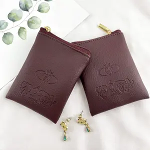 Bolsa de joyería con logotipo personalizado, bolso de cuero con solapa impreso de imitación, para embalaje de joyería