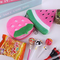 Porte-monnaie en forme de fruits mignons (pastèque, orange, ananas), breloques de sac, portefeuille en peluche de dessin animé, mini sac à rouge à lèvres, sac de rangement pour câbles de données