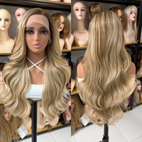 Perruque Lace Front Longue 13x4 en Fibre Synthétique Premium, Pré-épilée, Résistante à la Chaleur, Sans Colle, pour Femmes Noires