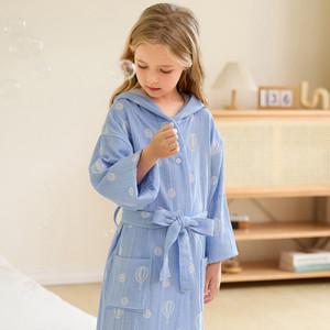 Girls 100% Cotton Muslin Bath <strong>Towels</strong> 2 Layers <strong>Dressing</strong> <strong>Gown</strong> Absorb Water Woven Kids Bathropes - Product Image 5