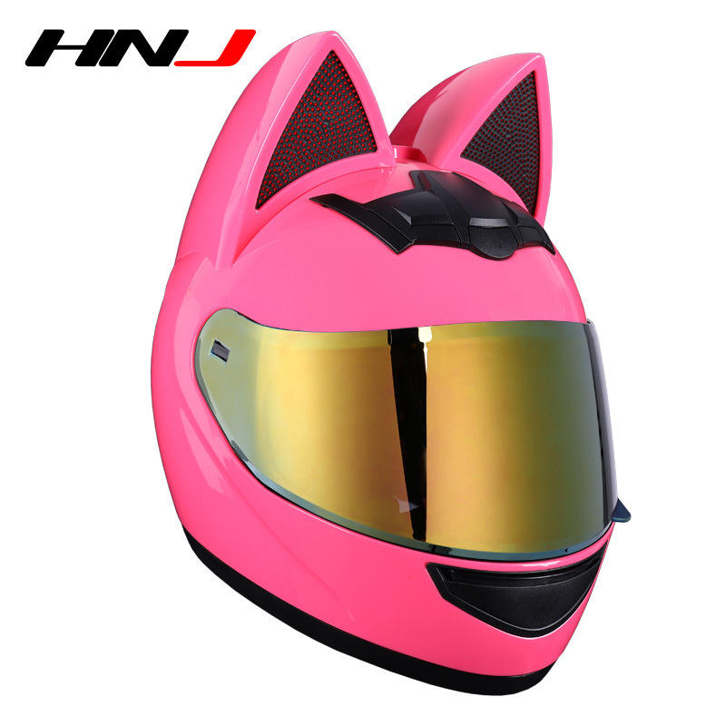 Casco Motocicleta Con Orejas Gato Para Adultos Casco Cu00e1lido