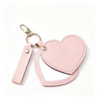 Miroir de maquillage miniature personnalisé en forme de fleur, avec étui en cuir pour accessoires de sac