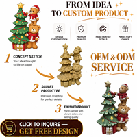 Figurine en résine personnalisée pour Noël, ours en peluche, ornement d'arbre, peint à la main, cadeau de fête, OEM ODM, polyrésine, décoration d'intérieur
