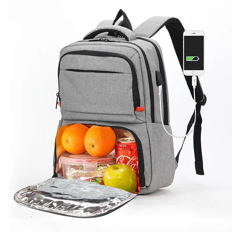 Geïsoleerde Koeler Rugzak Lunchbox Koeler Verwarmde Voedsel Laptop Rugzak Met Usb-Poort Voor Vrouwen Mannen