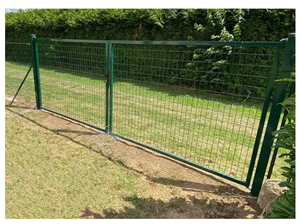 Tube rond/carré enduit de poudre panneau de treillis métallique soudé ferme clôture de jardin en métal porte avec serrure - Product Image 4