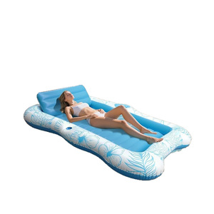 Plateforme flottante gonflable, chaise longue gonflable individuelle en forme de feuille d'érable, piscine gonflable pliable avec fontaine - Product Image 1