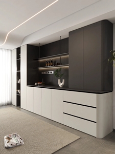 Aparador Vertical <span class=keywords><strong>Alto</strong></span> con Estantes Ajustables para Comedor de Casa Dúplex, Mueble de Almacenamiento para Electrodomésticos Pequeños - Product Image 2
