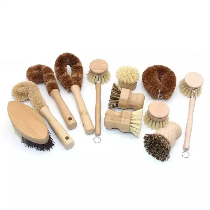 New natural Brush air set pot 5 in 1 clean for kitchen Bamboo sisal coconut oem car cleaning brush set