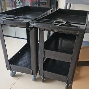 Nhiệm vụ nặng nề công cụ Xe đẩy multi-tier Vật liệu doanh thu Xe đẩy lưu trữ kho xử lý im lặng phẳng Xe đẩy giỏ hàng - Product Image 6