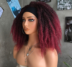 Diadema con peluca sintética rizada afro sin pegamento, de 18 pulgadas, con mecanismo de cabello sintético, esponjosa, resistente al calor, de fibra de alta temperatura. - Product Image 6