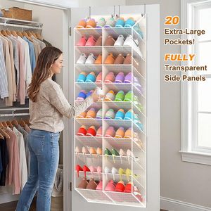 Over The Door <b>Shoe</b> Organizer 20 Pockets Breathable Mesh Hanging Rack For Closet Storage <b>Shoes</b> Holder White - Product Image 4