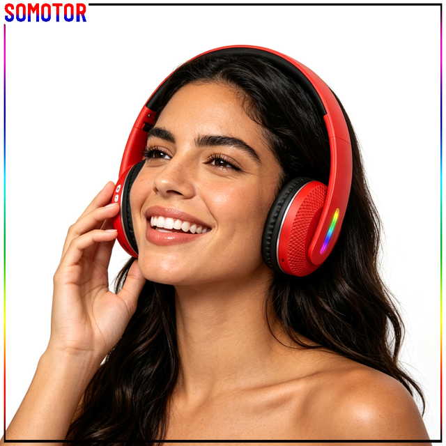 Hand-free Calling Support TF Card Foldable Casque Audio Bilateral Stereo Wireless Headphones with Breathing Light