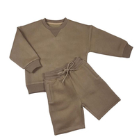 Chándal de lana para niños pequeños, Sudadera con cuello redondo y pantalón corto, conjunto de dos piezas para trotar