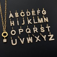 Collier en acier inoxydable eManco, chaîne trombone, zircon pavé, lettre A, cristal carré, breloques détachables OT Ring