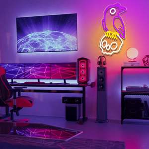 ป้ายไฟนีออนรูปหัวกะโหลก ไฟ LED สำหรับตกแต่งผนัง ปรับความสว่างได้ เหมาะสำหรับตกแต่งห้องแมนเคฟ ห้องเกมส์ หรืองานปาร์ตี้ - Product Image 6