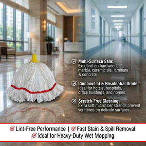 Recharge <span class=keywords><strong>de</strong></span> tête <span class=keywords><strong>de</strong></span> <span class=keywords><strong>balai</strong></span> serpillère en microfibre torsadée sans peluches, à extrémité bouclée, anti-emmêlement, pour usage humide, avec sangle <span class=keywords><strong>de</strong></span> fixation - Product Image 5