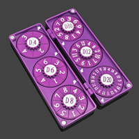 Ensemble de dés métalliques DND 7 en 1 gravés en violet, adaptés au jeu de rôle Dungeons and Dragons, avec un design de dragon sculpté à la main dans une boîte en fer magnétique