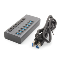 Hub USB 3.0 personnalisable, séparateur multi-USB 3.1, hub USB 7 ports multiport, accessoires PC avec adaptateur secteur pour ordinateur