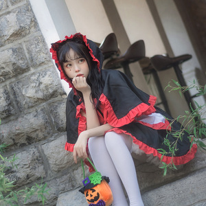 Halloween Maid Cosplay Costume Women Red Black Dress Anime Role Play Outfit Spring 2023 Polyester Fiber 14 Years Up - Product Image 3