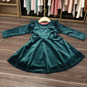 Chemisier/Blouse en coton imprimé écologique pour filles, avec volants tourbillonnants et nœud décoratif, longueur genou, coupe trapèze, pour tout-petits - Vente en gros - Product Image 1