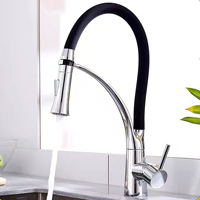 Robinet de cuisine moderne flexible en alliage de silicone extractible, rotation à 360 degrés, double jet, mitigeur d'évier pour projets d'appartements