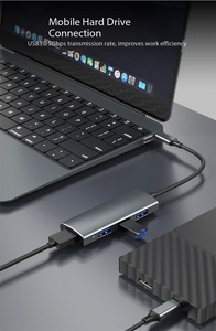Hub USB 3.0 Tipo C, Adaptador OTG de Carga, Transferencia y Sincronización, Cable de Aleación de Aluminio, 4 Puertos, Base para Laptop, USB 3.0, Tablet - Product Image 4