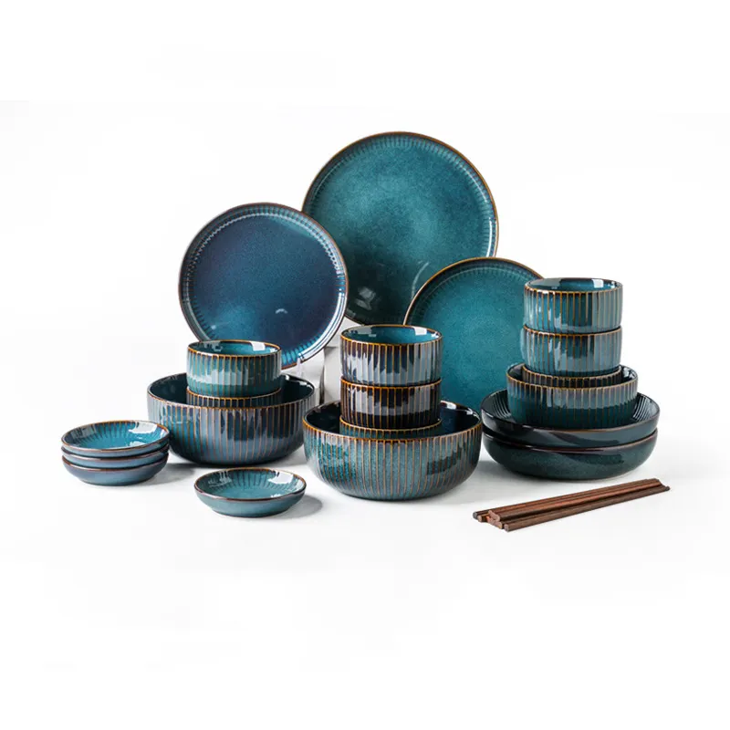 Kimn-vajilla de cerámica esmaltada, platos y vajilla creativa, juegos de vajilla de porcelana de lujo real