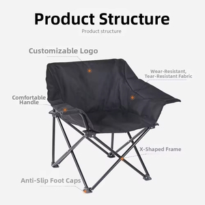 Chaise de camping moderne à cadre en aluminium avec accoudoirs, pliable, pour l'extérieur, la pêche et comme chaise lune - Product Image 5