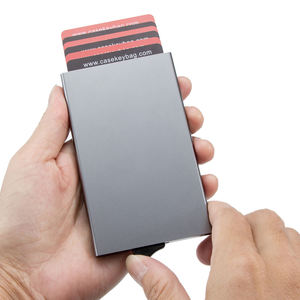 Porte-cartes de visite minimaliste en aluminium à prix d'usine, portefeuille pop-up avec fonction RFID, portefeuille en métal pour hommes - Product Image 1