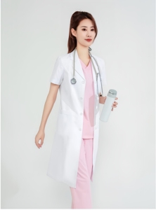 Blouse de laboratoire longue anti-rides pour femmes, coupe ajustée, blouse médicale blanche, adaptée aux cliniques, laboratoires, salons de beauté. - Product Image 4