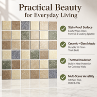 Carrelage en mosaïque céramique résistant à la chaleur, facile à nettoyer, multi-styles, surface anti-graisse, couleur personnalisée, pour la maison, la cuisine, l'hôpital, l'appartement
