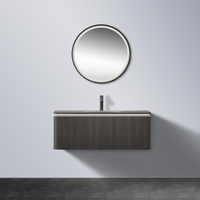 Meuble-lavabo mural avec vasque intégrée, unité de meuble-lavabo flottant avec tiroirs sans poignées, finition étanche