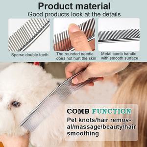 Pettine per toelettatura per animali domestici in acciaio inossidabile con pettine per capelli in metallo di grandi dimensioni con Logo personalizzato all'ingrosso in fabbrica - Product Image 5