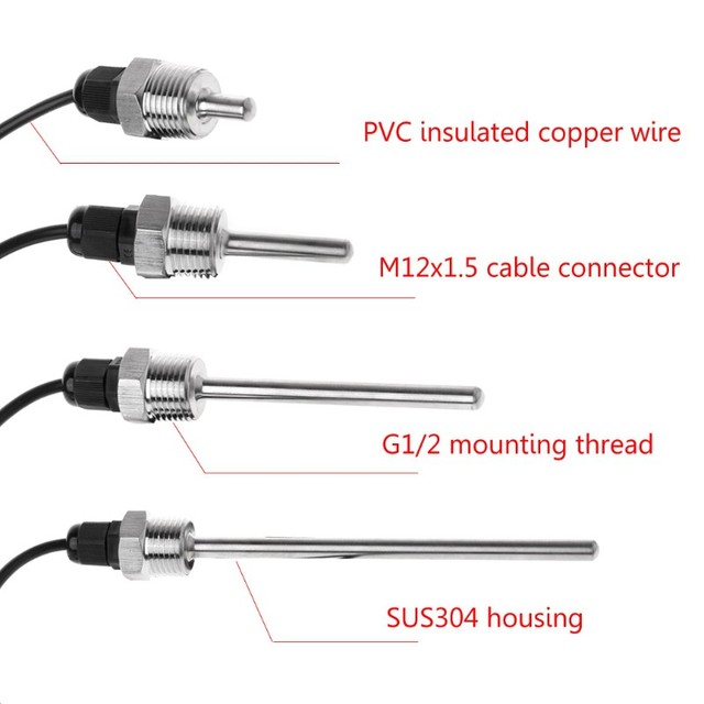 waterproof threaded digital temp sensor thermal probe M8 G 1/2" NPT ds18b20 gewinde temperature sensor
