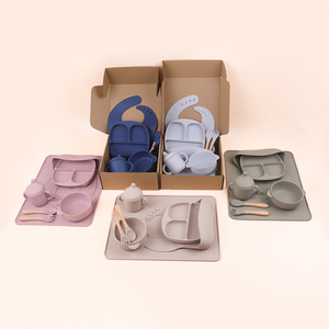Biểu tượng tùy chỉnh du lịch BPA cấp thực phẩm miễn phí bé bộ đồ ăn Silicone hút tấm Bát trẻ em hiện đại ăn Silicone bé ăn Bộ - Product Image 5