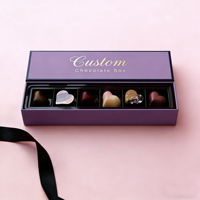 Boîte à chocolats personnalisée de luxe avec tiroir, étiquette privée, finition mate, gaufrage, fermeture magnétique et insert en mousse
