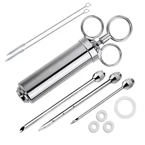 bbq tools stainless steel seasoning and marinade injector syringe Meat Injector for BBQ Grill and Turkey