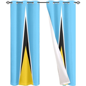 Cortina Térmica con Patrón <span class=keywords><strong>de</strong></span> la Bandera Nacional <span class=keywords><strong>de</strong></span> Santa Lucía, Bloqueadora <span class=keywords><strong>de</strong></span> Sol, Reciclable, Impresa Digitalmente, <span class=keywords><strong>de</strong></span> Poliéster, para Ventana <span class=keywords><strong>de</strong></span> Apartamento - Product Image 6