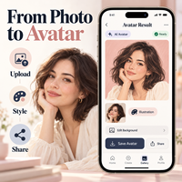 Pengembangan Aplikasi Generator Avatar AI Kustom untuk IOS Android Dengan Unggah Foto, Gaya Avatar, Peningkatan Wajah, LionCreate