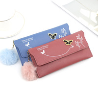 Dompet wanita murah kustom dompet kulit Pu fesyen tas tangan penyimpan kartu panjang warna Solid untuk wanita