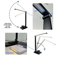Nouvelle Arrivée Lampe de Bureau LED Métallique Fine avec Fonctions Multiples, Gradation Coulissante et Minuteur, Lampe de Table avec Recharge Sans Fil