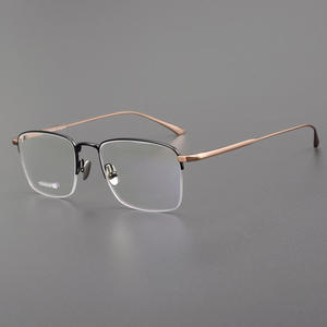MIES Lunettes à demi-monture carrées en titane <span class=keywords><strong>de</strong></span> qualité supérieure pour hommes et femmes Montures <span class=keywords><strong>de</strong></span> lunettes <span class=keywords><strong>de</strong></span> prescription <span class=keywords><strong>de</strong></span> haute qualité Design à la mode - Product Image 1