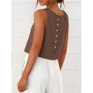 FOXA Women Short <b>Crop</b> Tank Top High Neck Sleeveless Knitted Breathable Casual Summer Beach Vacation Clothes - Product Image 4